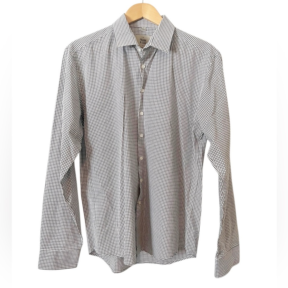 Frank‎ & Oak Black and White Checkered Dress Button Down Shirt Men’s Large